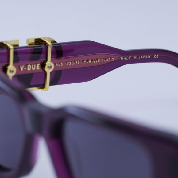 Valentino V-DUE VLS-103D Sunglasses Crystal Purple/Yellow Gold Cat Eye Frame - Picture 8 of 11
